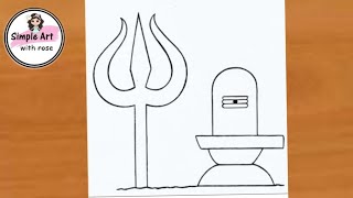 Shivling drawing with trishool How to draw Shivling easy drawing simple art with rose [upl. by Wehttam]