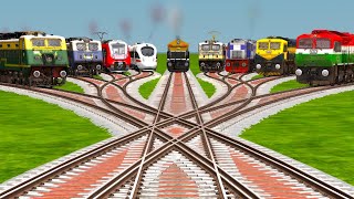 9 Indian Railways Fast Trains Crossing At BUMPY RAILROAD TRACKS  train sim world 5 [upl. by Aikkan]