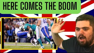 CLUELESS BRIT REACTS TO NFL BIGGEST HITS HERE COMES THE BOOM IM HOOKED [upl. by Eugine437]