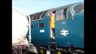 Deltic 55022 Royal Scots Grey working the Lynemouth  North Blyth Alcan alumina train [upl. by Elvina]