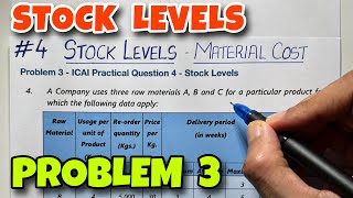 4 Stock Levels  Problem 3  ICAI Practical Question 4  BCOM  CA INTER By Saheb Academy [upl. by Latham]