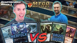 Merfolk vs Gruul Aggro  MTG Modern  MTGO Masters  Quarterfinals  Match 3 [upl. by Skcirdnek]