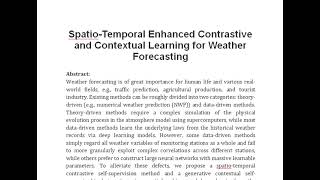 Spatio Temporal Enhanced Contrastive and Contextual Learning for Weather Forecasting [upl. by Durkin879]