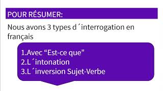 L´INTERROGATION EN FRANÇAIS [upl. by Cornie912]