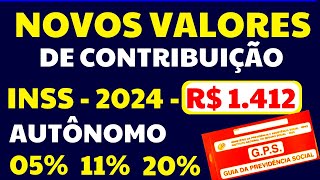 SAÍRAM OS VALORES DO CARNÊ DO INSS 2024  CONTRIBUIÇÃO AUTÔNOMO FACULTATIVO E BAIXA RENDA 20 11 5 [upl. by Fortunato]