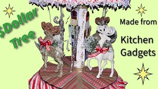 Christmas Carousel made from Dollar Tree Kitchen Stuff [upl. by Frangos]