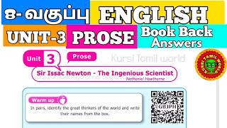 8th english unit 3 prose book back answers [upl. by Salsbury]