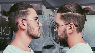 Disconnected Undercut Haircut with a Top KnotMan Bun  Mens Haircut 2017 [upl. by Tdnaltroc]