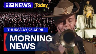 Anzac Day 2024 Thousands gather before dawn  9 News Australia [upl. by Stormy]