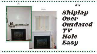 Easy DIY Shiplap over tv cutout and fireplace [upl. by Siravart]