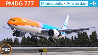 P3D v53 PMDG 777300ER KLM  Minneapolis to Amsterdam  VATSIM Full flight [upl. by Giamo129]