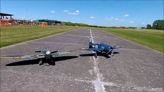 VQ F8F Bearcat and Hangar 9 Spitfire flying together [upl. by Sulamith]