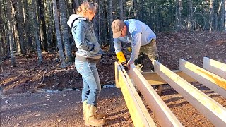 TIMELAPSE  Couple Builds OffGrid Cabin Alone In The Canadian Wilderness [upl. by Bohman]