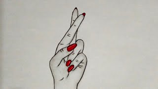 How to draw a Crossed Fingers  Easy Crossed Fingers drawing tutorial  Charcoal drawing ideas [upl. by Yrelle]