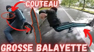 😡GROSSE BALAYETTE Un CLOCHARD VEUT TUR un MOTARD Avec UN COTEAU  Road Rage Français 37 [upl. by Maiah]