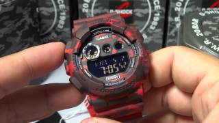 CASIO GSHOCK REVIEW AND UNBOXING GD120CM4 REDBLACK CAMOUFLAGE SERIES [upl. by Bryna]