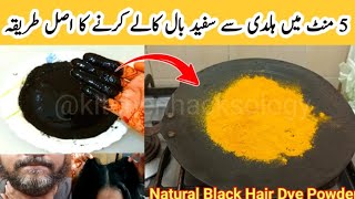 2 minute mai Turmeric se safed balo ko kala karne ka asal 💯tarika  Powder Hair Dye  hair dye [upl. by Ikciv]