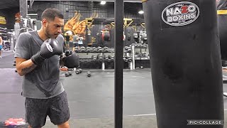 OMAR FIGUEROA MONSTER SHAPE FOR ADRIEN BRONER CLASH  THROWING COMBOS RIPPING THE HEAVY BAG [upl. by Novaelc]