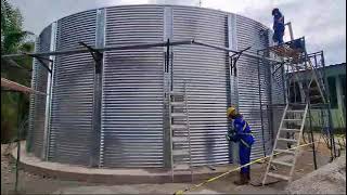 135x45m corrugated steel water tank external installation overview [upl. by Kissee188]