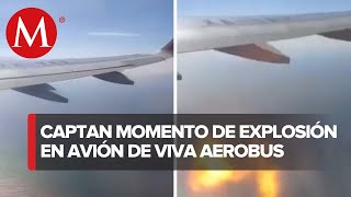 Avión de Viva Aerobus aterriza de emergencia falla motor en pleno vuelo [upl. by Ikcim]