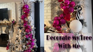 How to Decorate A Christmas Tree Using Ornament Clusters  Fuchsia Black amp White Christmas Tree [upl. by Suivatnod]