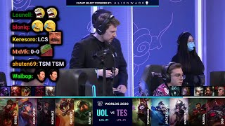 UOL vs TES  2020 Worlds Groups Day 8  Twitch VOD with Chat [upl. by Olodort]