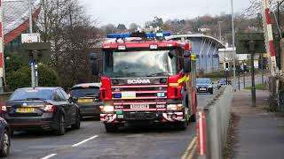 Training appliance of Norfolk Fire and Rescue Service Training Centre over Carrow Bridge in Norwich [upl. by Philbin]