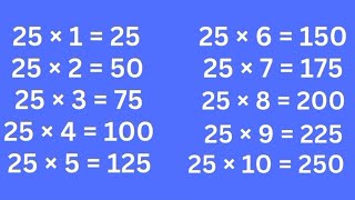 Table of 25 in English  25 Table  Learn Multiplication Table Of 25 × 1  25 [upl. by Manoff]