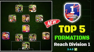 Top 5 Best Formations To Reach Division 1 In eFootball 2024 Mobile  eFootball Formations 🤩🔥 [upl. by Nylirad]