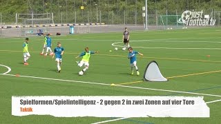 Fussballtraining 2 gegen 2 in zwei Zonen  Spielform  Taktik [upl. by Aihsitan]