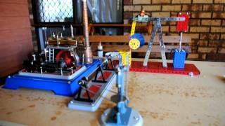 Wilesco D16 Driving a Meccano Donkey Pump [upl. by Sebastian]