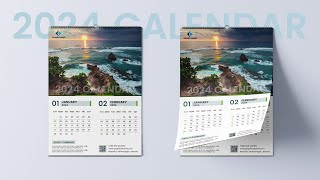 Wall Calendar Design 2024 How to Design Professional Calendar in Adobe Photoshop [upl. by Adnohsek]