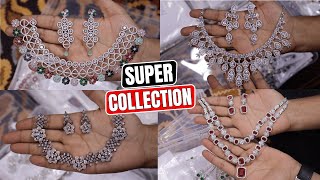 World Best AD Necklace Collection with Price At Wholesale  imitation Jewellery Wholesale Market [upl. by Aicilyt]