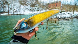 Winter Fishing HUGE BAITS For GIANT MUSKIE My BIGGEST Yet river monster [upl. by Llednol362]