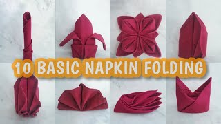 10 BASIC TABLE NAPKIN FOLDING  Lipatan Napkin Simple untuk Pemula  Lipatan Serbet [upl. by Adniram147]