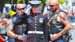 Marine With Bruised Wrist salutes for 3 hours Then Bikers Show Up and do Something Unbelievable [upl. by Atimad11]