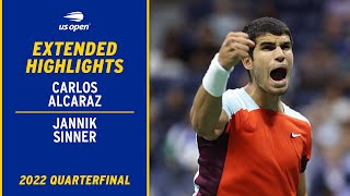 Carlos Alcaraz vs Jannik Sinner Extended Highlights  2022 US Open Quarterfinal [upl. by Litta812]