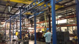 Under Hung Easy Arm with Motorized Trolley on Gorbel Workstation Crane [upl. by Dweck]