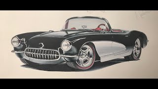 1957 Kindig Corvette “Family Affair”  Realistic Car Drawing [upl. by Seligman662]