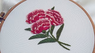 How to embroider Сarnations Flowers  Romanian Stitch [upl. by Jallier261]