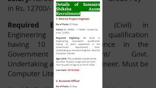 Samagra Shiksha Axom Recruitment – For 08 Posts samagrashiksha govtjobs vacancy recruitment job [upl. by Dudden117]