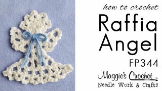 Crochet Pattern RT HAND  FREE How To  Raffia Angel Ornament  FP344 [upl. by Dust653]