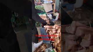 Making kindling and bagging kindling firewood logs sawmill [upl. by Niraj]