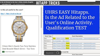 UHRS EASY Hitapp Is The Ad Related To The Users Online Activity QUALIFICATION TEST Uhrs Tricks [upl. by Anile]