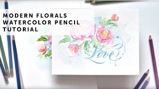 Modern Florals Ranunculus Tutorial with Watercolor Pencils [upl. by Slinkman]