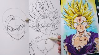 How to draw Gohan ssj2 from cell saga  Full guide step by step [upl. by Ainnos]