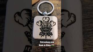 Welsh Three Feathers Engraved Keyring Retrosheep Calon Lan Wales madeinWales shorts calonlan [upl. by Ahsuatal]