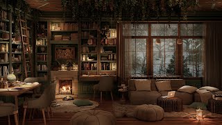 Library Ambience ASMR 📖 Library Sounds For Studying  Crackling Fireplace Sounds Page Turning amp More [upl. by Asina]