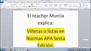 Viñetas en NORMAS APA 6ta Edición 2019 LA MÁS ACTUALIZADA [upl. by Niobe]