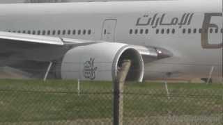 Emirates 777300ER A6EBL Takeoff at Birmingham Airport Full ATC [upl. by Remy]